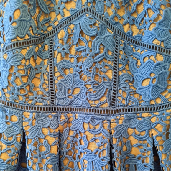 Warehouse Blue Lace Midi Dress - Picture 9 of 12